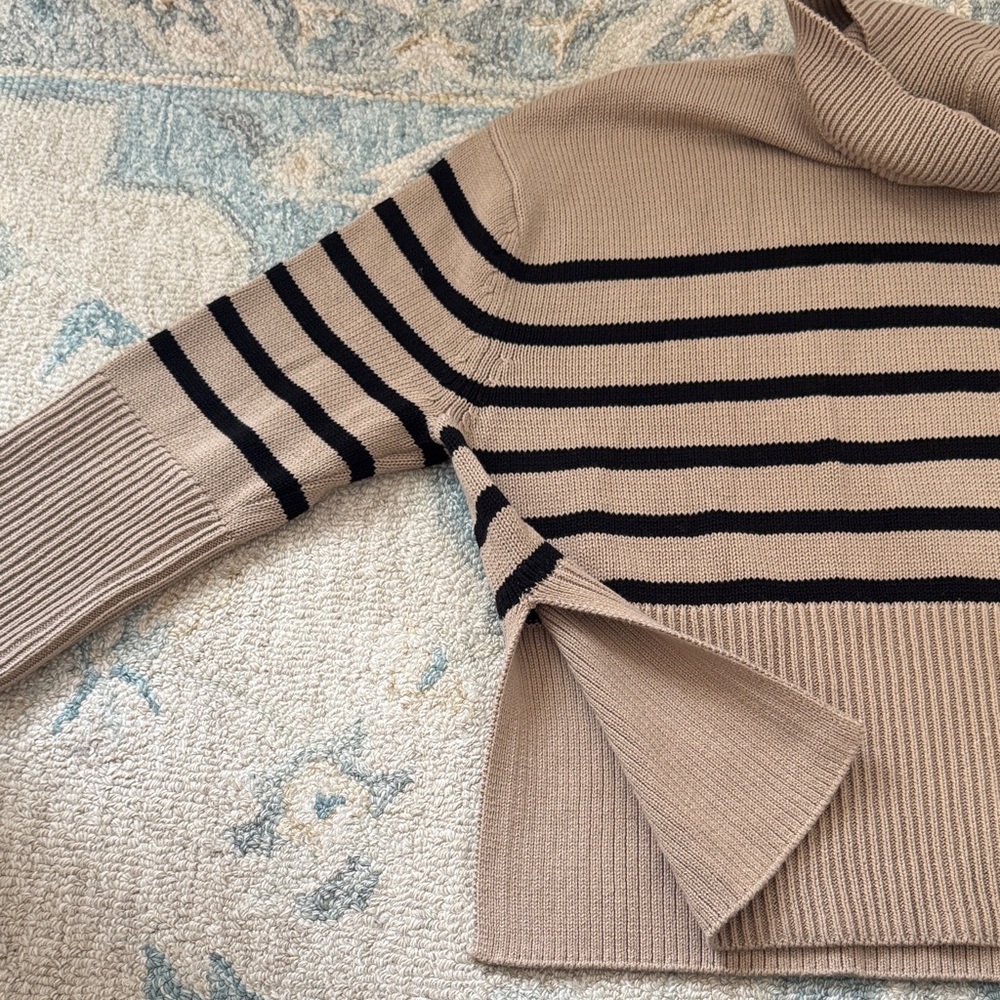 GAP Tan and Black Striped Turtleneck Sweater